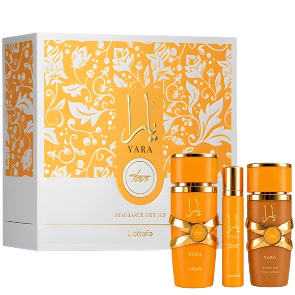Kit Perfume Feminino Lattafa Yara Tous Gift Set EDP 100 ml + Perfume 12ml + Perfume Capilar 50ml