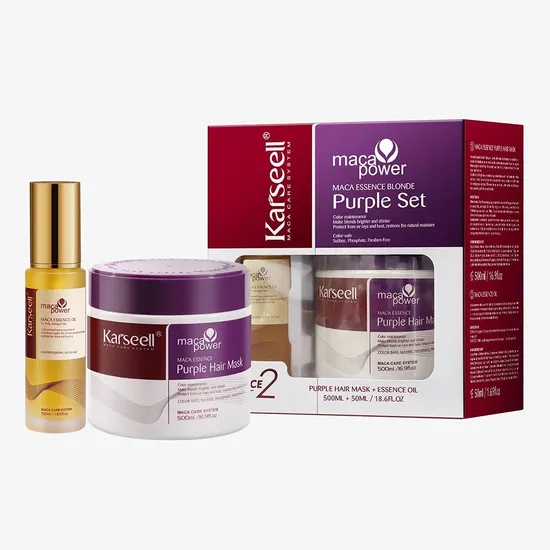 Karseell Kit Maca Power Essence Purple Set Shampoo 500ML + Mascara 500ML + Oléo Capilar 50ML