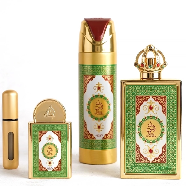 Kit Perfume Feminino Lattafa Pride Queen Of Arabia Gift Set EDP 100ml + Perfume 20ml + Desodorante